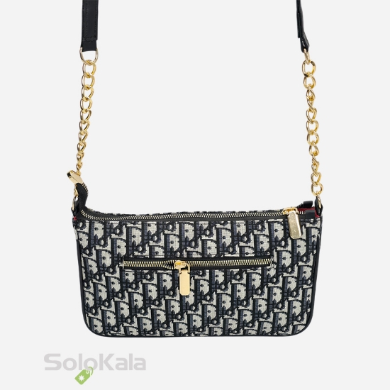 کیف زنانه قایقی طوسی مشکی طرح Dior