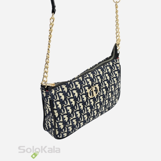 کیف زنانه قایقی مشکی طلایی طرح Dior