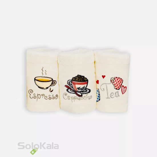 پک سه تایی حوله بامبو گل برجسته تاچ مدل کاپ