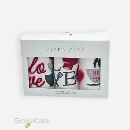 پک سه تایی حوله بامبو گل برجسته تاچ مدل لاو