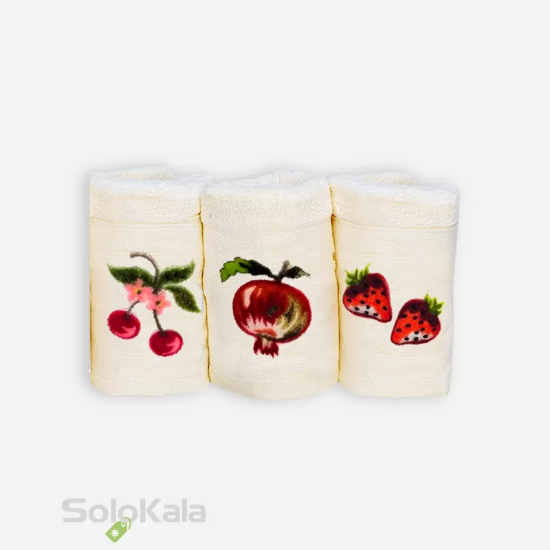 پک سه تایی حوله بامبو گل برجسته تاچ مدل میوه